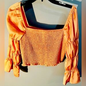 Free People Intimately Pink Elasticized Blouse Top Large